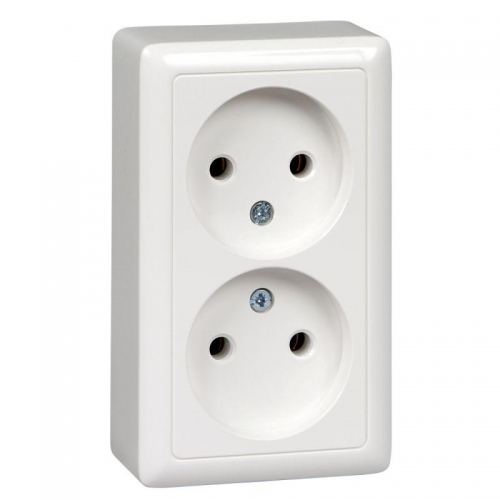Розетка 2-м ОП Хит 16А IP20 250В без заземл. без защ. шторок бел. SE RA16-237-B RA16-237-B