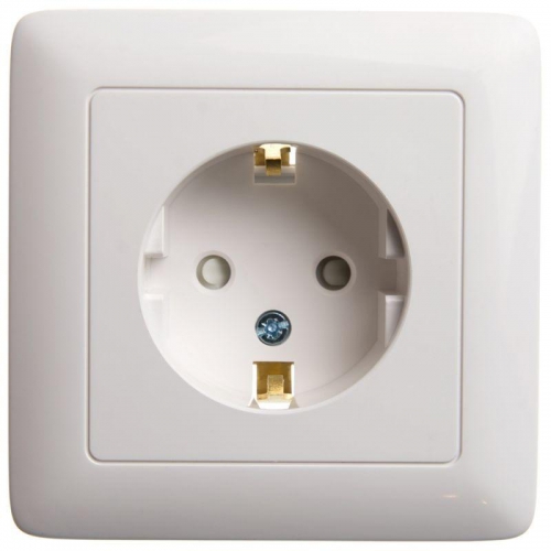 Розетка 1-м СП 1мод. Хит 16А IP20 250В с заземл. защ. шторки бел. SE RS16-136-B RS16-136-B
