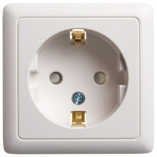 Розетка 1-м ОП Хит 16А IP20 250В с заземл. защ. шторки бел. SE RA16-138-B RA16-138-B