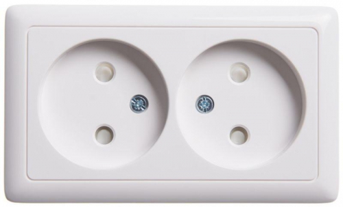 Розетка 2-м ОП Хит 16А IP20 без заземл. защ. шторки бел. SE RA16-233-B RA16-233-B