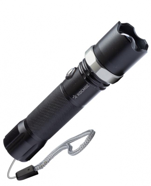 Фонарь аккумуляторный ручной LED 3Вт линза зум аккум. Li-ion 18650 1.2А.ч USB-шнур анодир. алюм. КОСМОС KOS112Lit 13.03.2026