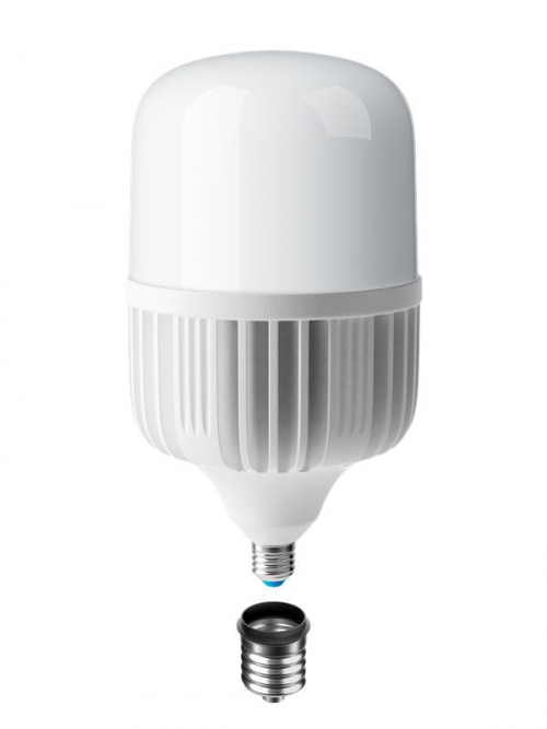 Лампа светодиодная высокомощная HWLED 100Вт 6500К холод. бел. E27 220В (переходник с E27 на E40 в компл.) КОСМОС LksmHWLED100WE2765 LksmHWLED100WE2765