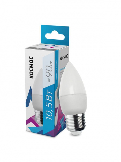 Лампа светодиодная 10.5Вт свеча 4500К бел. E27 220В КОСМОС LkecLED10.5wCNE2745 LkecLED10.5wCNE2745