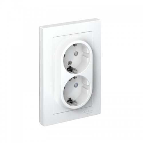 Розетка 2-м Atlas Design с заземл. защ. шторки 16А в сборе бел. SchE ATN000126 ATN000126