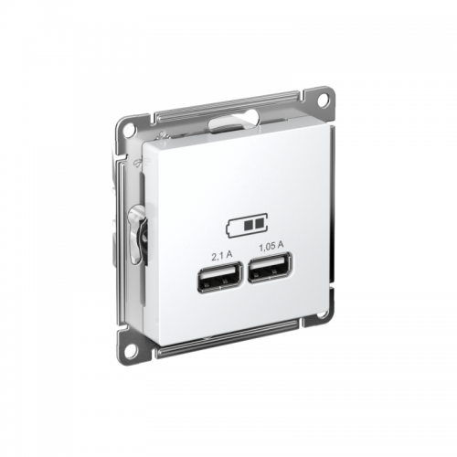 Механизм розетки USB Atlas Design 5В 1порт х 2.1А 2порта х 1.05А бел. SchE ATN000133 ATN000133