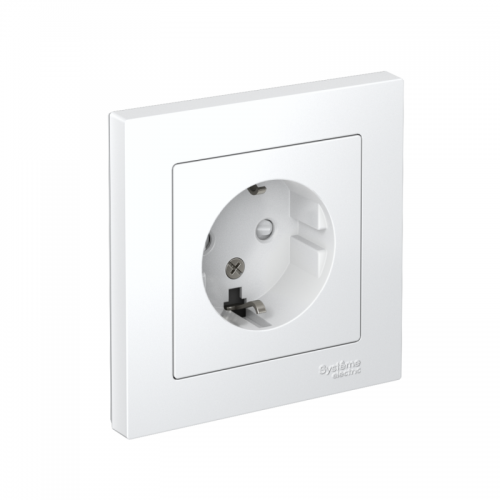 Розетка Atlas Design с заземл. защ. шторки 16А в сборе бел. SchE ATN000144 ATN000144