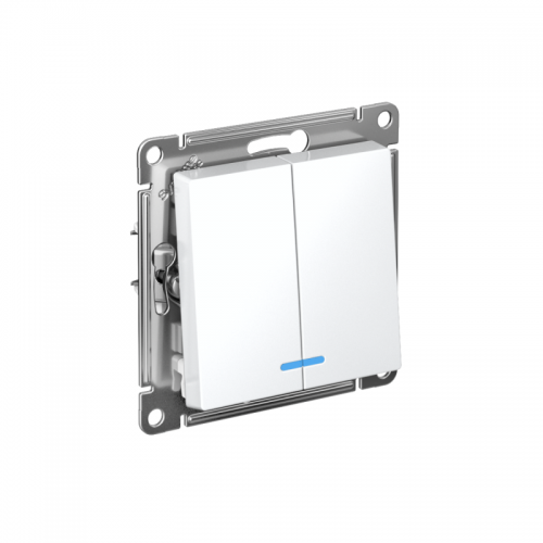 Механизм выключателя 2-кл. СП Atlas Design 10А IP20 (сх. 5а) 10AX с подсветкой бел. SchE ATN000153 ATN000153