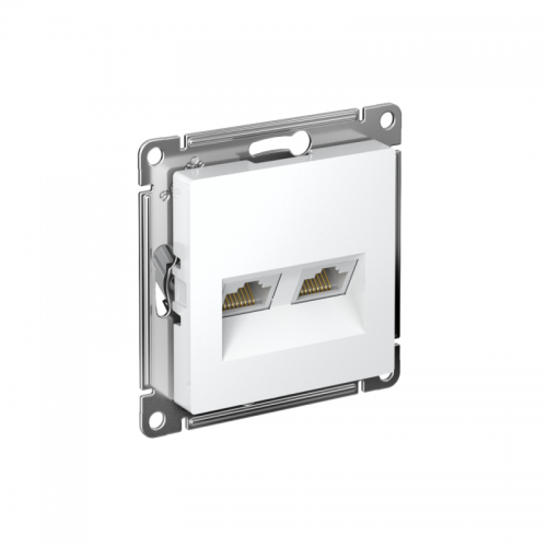 Механизм розетки компьютерной 2-м Atlas Design RJ45 + RJ45 кат.5e бел. SchE ATN000185 ATN000185