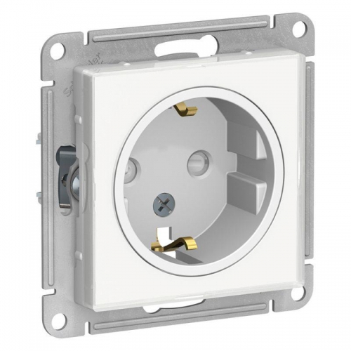 Розетка 1-м СП AtlasDesign Art 16А IP20 с заземл. защ. шторки механизм бел. SE ATN200145 ATN200145