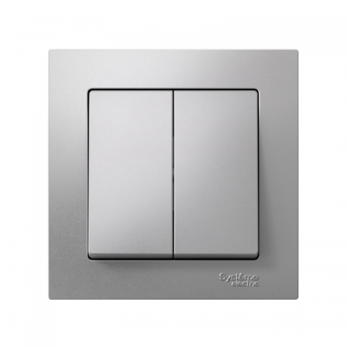 Выключатель 2-кл. СП AtlasDesign 10А IP20 (сх. 5) 10AX в сборе алюм. SE ATN000352 ATN000352