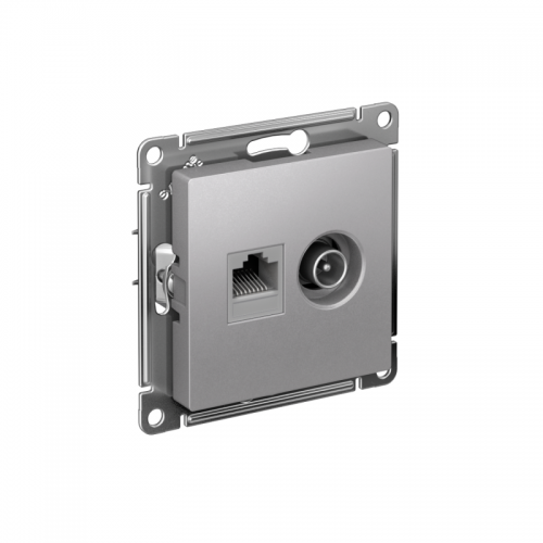 Розетка компьютерная + телевизионная 2-м AtlasDesign RJ45 кат.5E + TV механизм алюм. SE ATN000389 ATN000389