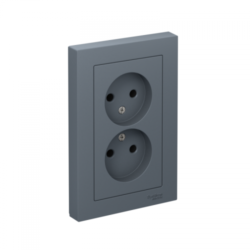 Розетка 2-м Atlas Design без заземл. 16А в сборе грифель SchE ATN000720 ATN000720