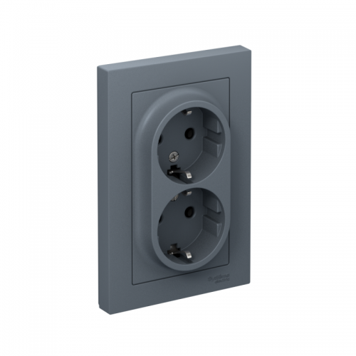 Розетка 2-м Atlas Design с заземл. 16А в сборе грифель SchE ATN000724 ATN000724