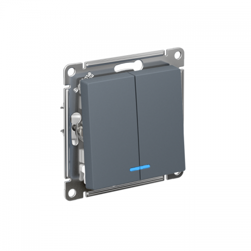 Механизм выключателя 2-кл. СП Atlas Design 10А IP20 (сх. 5а) 10AX с подсветкой грифель SchE ATN000753 ATN000753