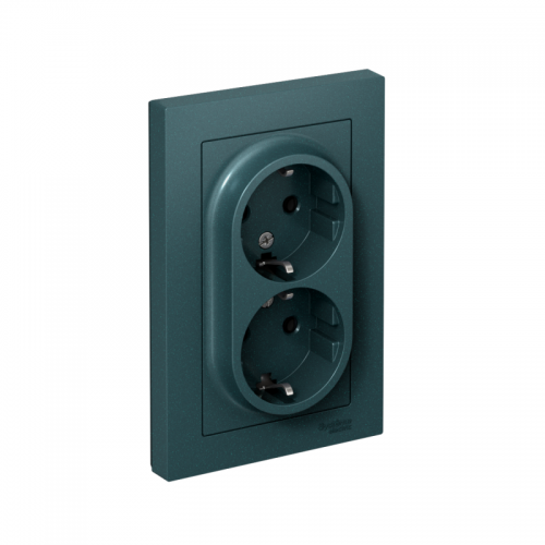 Розетка 2-м Atlas Design с заземл. 16А в сборе изумруд SchE ATN000824 ATN000824