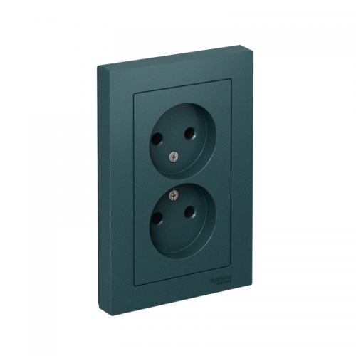 Розетка 2-м СП AtlasDesign 16А IP20 без заземл. в сборе изумруд SE ATN000820 ATN000820