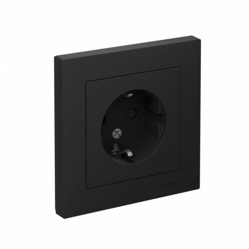 Розетка 1-м СП AtlasDesign 16А IP20 с заземл. защ. шторки в сборе карбон SE ATN001044 ATN001044
