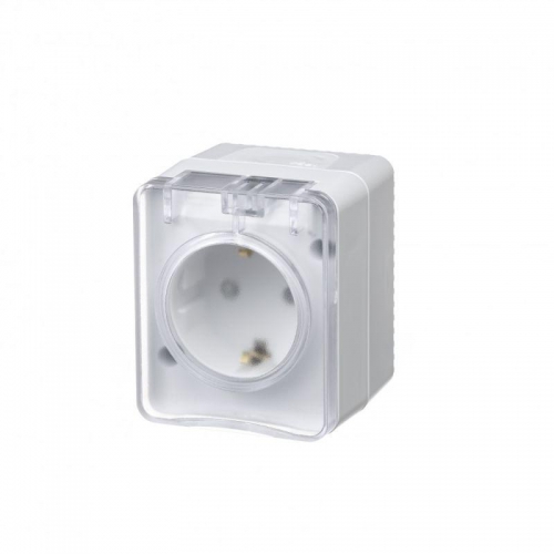 Розетка 1-м ОП AtlasDesign Profi54 16А IP54 250В с заземл. защ. шторки бел. SE ATN540145 ATN540145