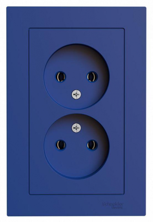 Розетка 2-м AtlasDesign 16А без заземл в сборе аквамарин SE ATN001120 ATN001120