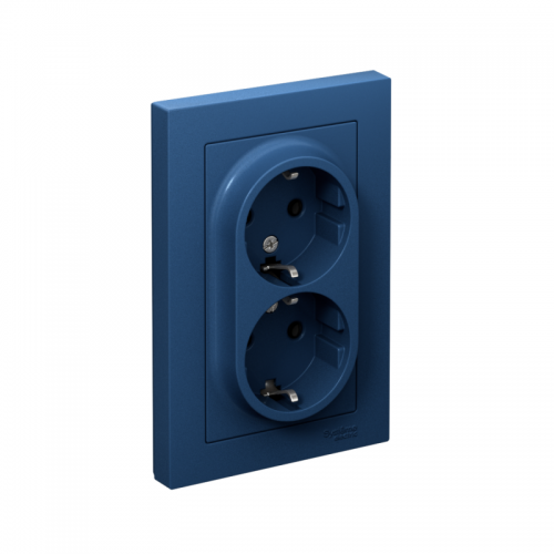 Розетка 2-м. AtlasDesign 16А с заземл. в сборе аквамарин SE ATN001124 ATN001124