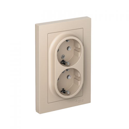 Розетка 2-м. AtlasDesign 16А с заземл. в сборе песочн. SE ATN001224 ATN001224