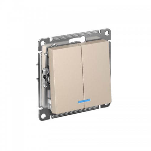 Выключатель 2-кл. AtlasDesign с подсветкой (сх.5а) 10AX мех. песочн. SE ATN001253 ATN001253