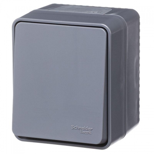 Выключатель 1-кл. AtlasDesign Profi54 IP54 ОП кнопочный 10АХ антрацит SE ATN544015 ATN544015