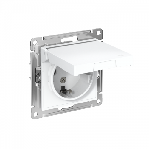 Розетка AtlasDesign 16А IP20 с заземл. защ. шторки с крышкой механизм лотос SE ATN001346 ATN001346