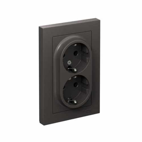 Розетка двойная AtlasDesign с заземл. 16А в сборе базальт SE ATN001424 ATN001424