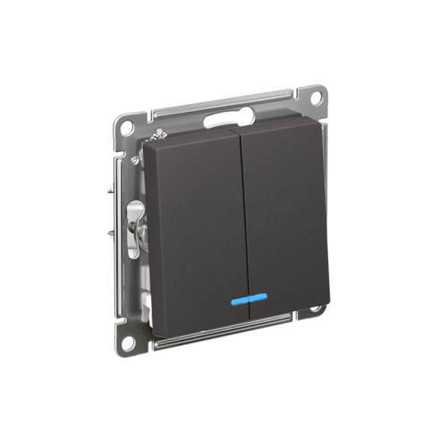 Выключатель 2-кл. AtlasDesign (сх. 5а) 10AX с подсветкой механизм базальт SE ATN001453 ATN001453