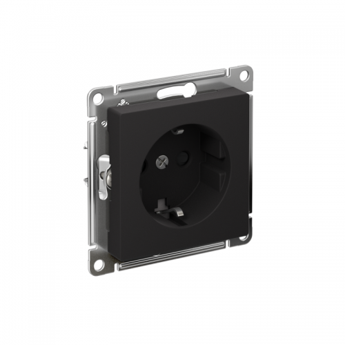 Розетка AtlasDesign 16А с заземл. защ. шторки быстрозажим. клем. механизм карбон SE ATN001045S ATN001045S