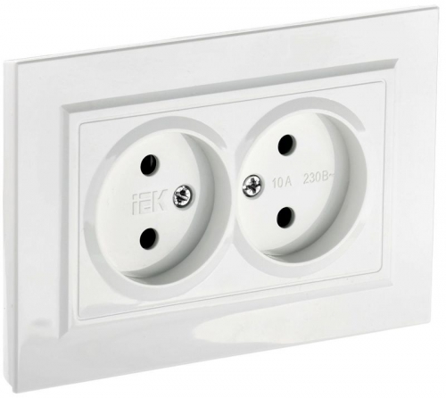 Розетка 2-м СП BRITE РС12-2-БрБ 10А в сборе без заземл. без защ. шторок бел. IEK BR-R20-10-K01-F BR-R20-10-K01-F