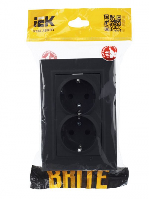 Розетка 2-м СП BRITE РСш12-3-БрГ 16А в сборе с заземл. защ. шторки графит IEK BR-R24-16-K53-F BR-R24-16-K53-F