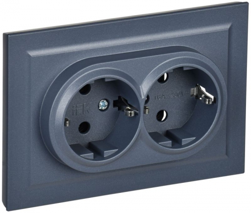 Розетка 2-м СП BRITE РСш12-3-БрМ 16А в сборе с заземл. защ. шторки маренго IEK BR-R24-16-K35-F BR-R24-16-K35-F