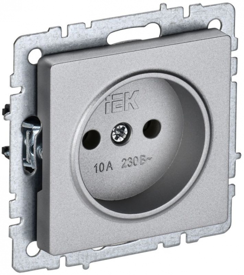 Розетка BRITE РС10-1-0-БрА 10А без заземл. без защ. шторок алюм. IEK BR-R10-10-K47 BR-R10-10-K47