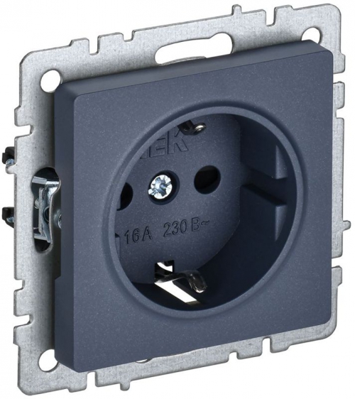 Розетка 1-м СП BRITE РС14-1-0-БрМ 16А с заземл. защ. шторки маренго IEK BR-R14-16-K35 BR-R14-16-K35