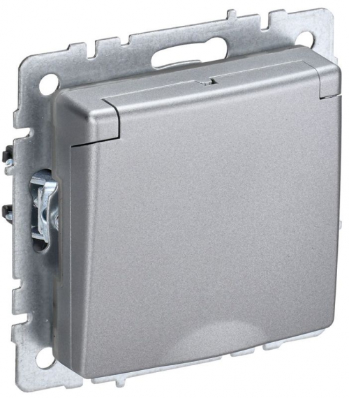 Розетка BRITE РСбш10-3-БрА 16А IP20 с заземл. защ. шторки с крышкой алюм. IEK BR-R16-16-K47 BR-R16-16-K47