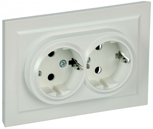 Розетка 2-м СП BRITE РС12-3-БрЖ 16А в сборе с заземл. без защ. шторок жемчуж. IEK BR-R21-16-K36-F BR-R21-16-K36-F