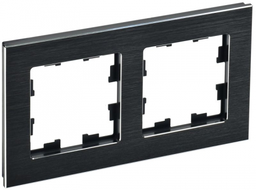 Рамка 2-м BRITE РУ-2-1-БрЧ металл черн. IEK BR-M22-M-K02 BR-M22-M-K02