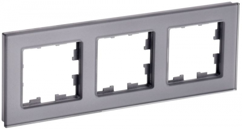 Рамка 3-м BRITE РУ-3-2-БрСе стекло сер. IEK BR-M32-G-K03 BR-M32-G-K03