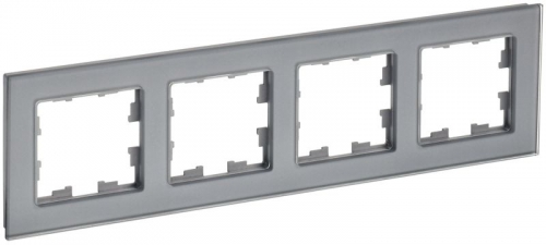 Рамка 4-м BRITE РУ-4-2-БрСе стекло сер. IEK BR-M42-G-K03 BR-M42-G-K03