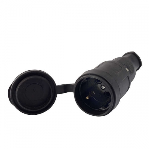 Разъем штепсельный 1х16А 2P+PE 220-240В с заглушкой каучук LEZARD 106-0400-0102/102 106-0400-0102/102