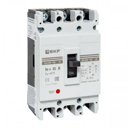 Выключатель автоматический 3п 100/63А 35кА ВА-99М PROxima EKF mccb99-100-63m mccb99-100-63m