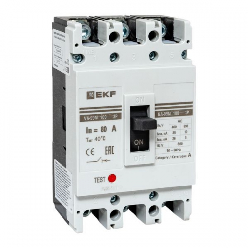 Выключатель автоматический 3п 100/80А 35кА ВА-99М PROxima EKF mccb99-100-80m mccb99-100-80m