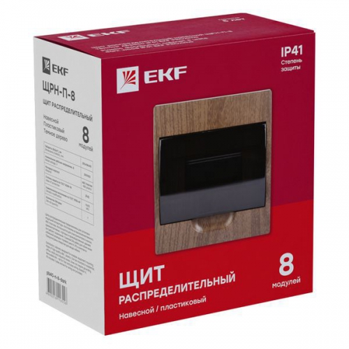 Щит ЩРН-П-8 IP41 темное дерево PROxima EKF pb40-n-8-dark pb40-n-8-dark