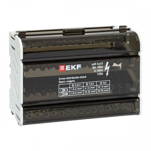 Шина нулевая в корпусе 4х15 EKF sn0-4x15 sn0-4x15