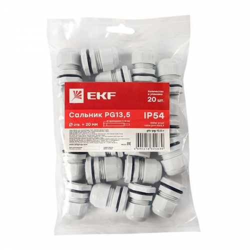 Сальник PG13.5 d6-12мм (d отверст. 21мм) IP54 PROxima EKF plc-pg-13.5-r plc-pg-13.5-r