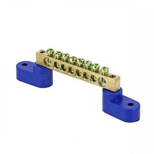 Шина нулевая N 6х9 8 отвер. латунь 2 син. угловых изолятора PROxima EKF sn0-63-08-2 sn0-63-08-2