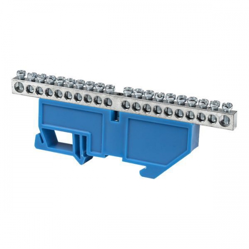 Шина нулевая N 6х9 20 отверст. цинк син. изолятор на DIN-рейку PROxima EKF sn1-63-20-d sn1-63-20-d