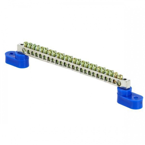 Шина нулевая N 6х9 24 отверст. цинк 2 син. угловых изолятора PROxima EKF sn1-63-24-2 sn1-63-24-2